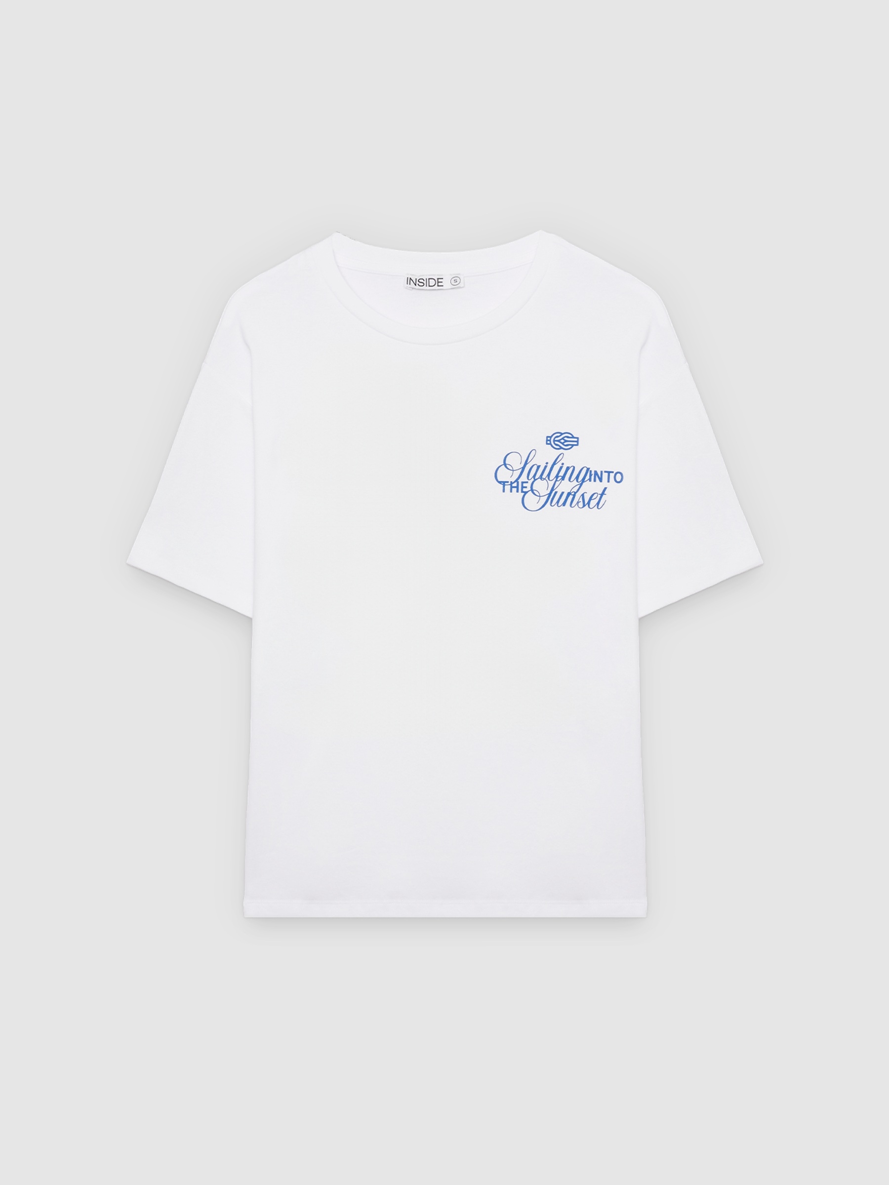 Oversized navy T-shirt white middle front view