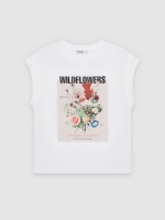 %Pto% Camiseta wildflowers branco vista frontal