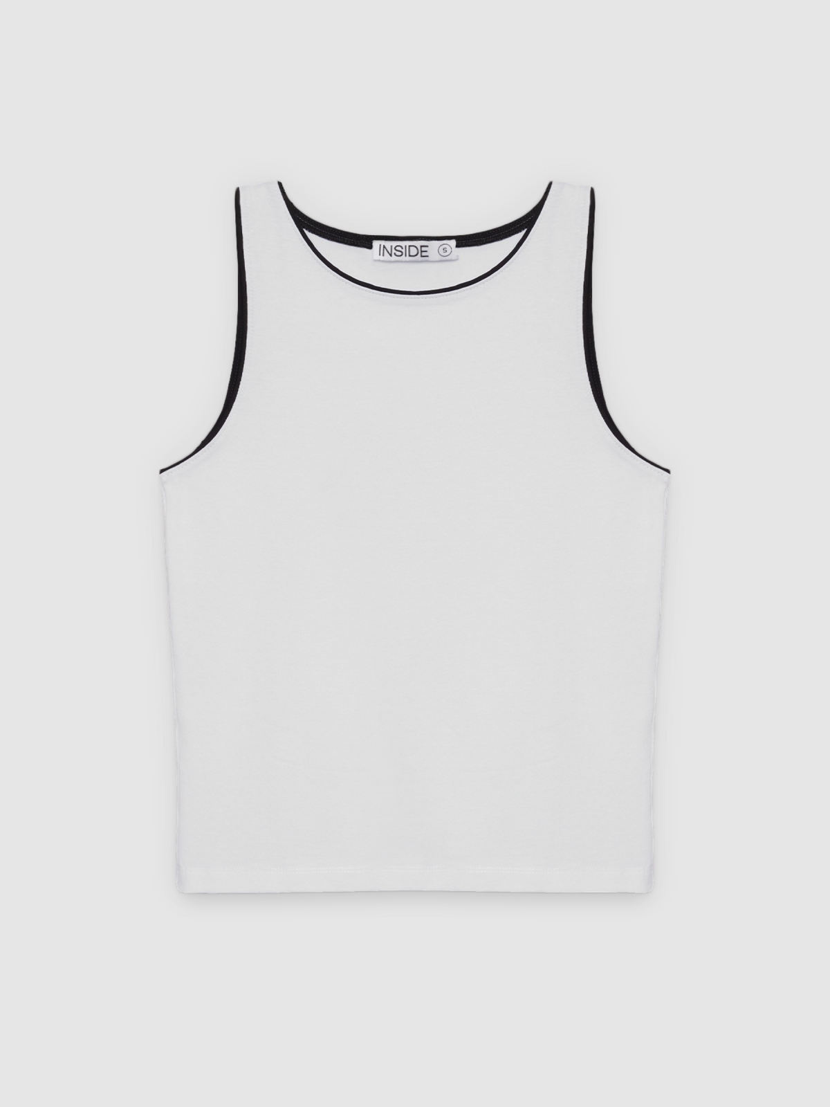 %Pto% Halter top cotton contrast white front view