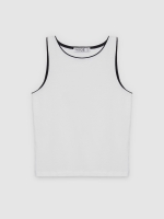 %Pto% Top halter algodão contraste branco vista frontal