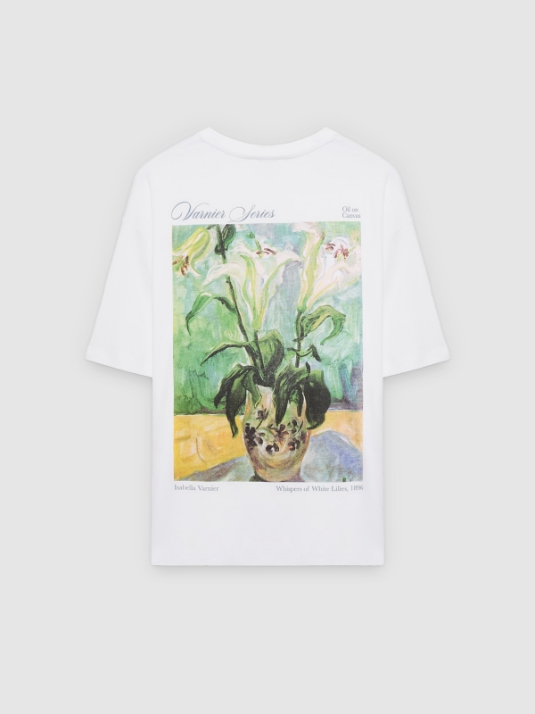 Camiseta oversize estampada arte branco vista traseira