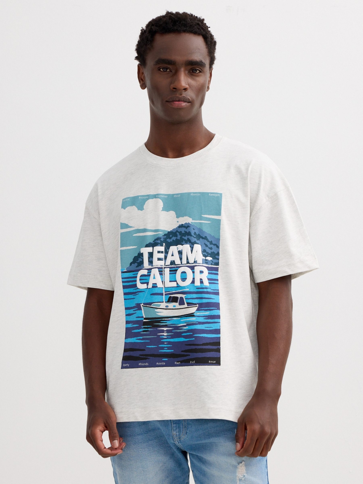 Camiseta time calor cinza claro vigoré vista meia frontal