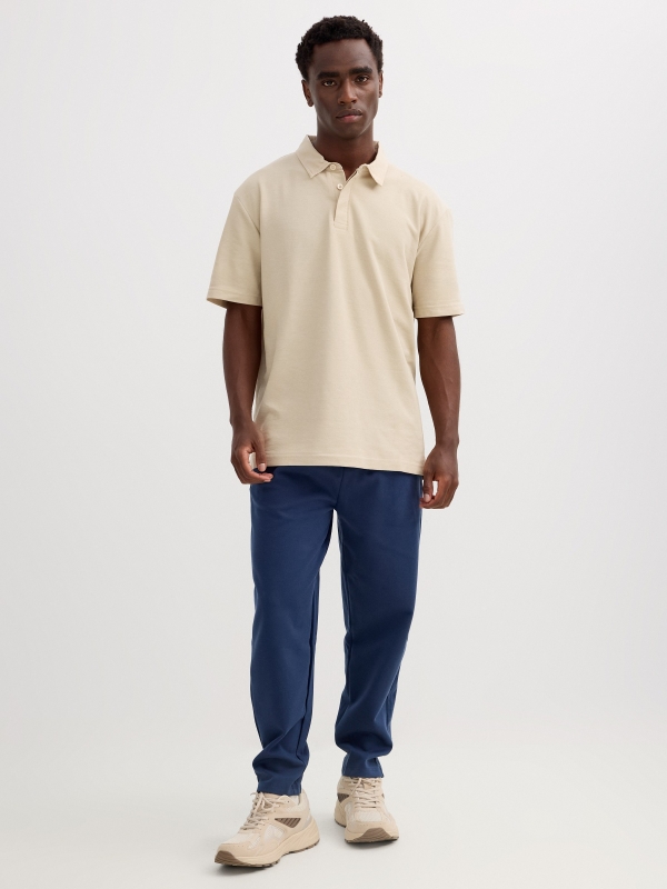 Basic piqué polo raw front view