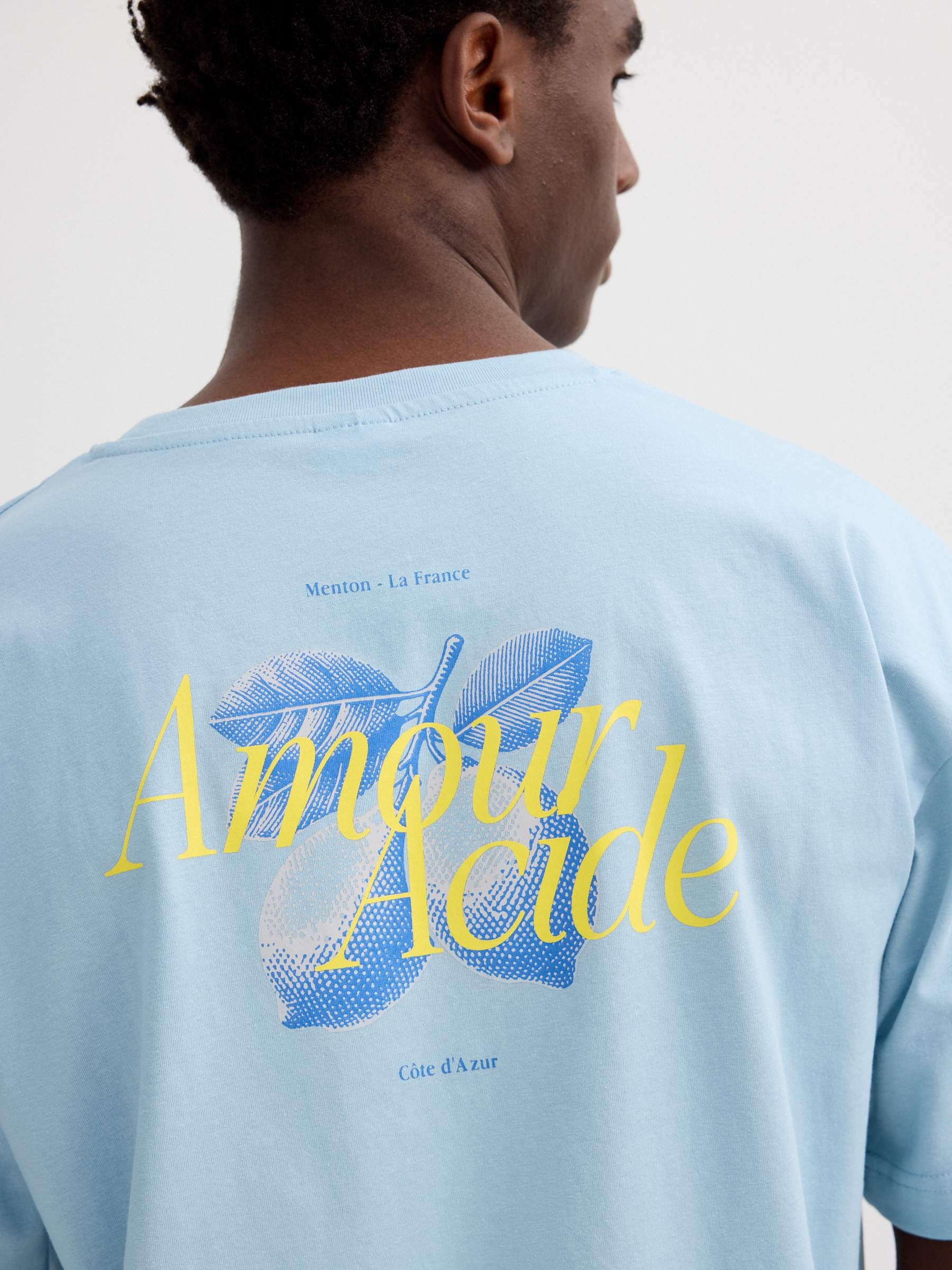 Camiseta amour acide azul vista meia frontal