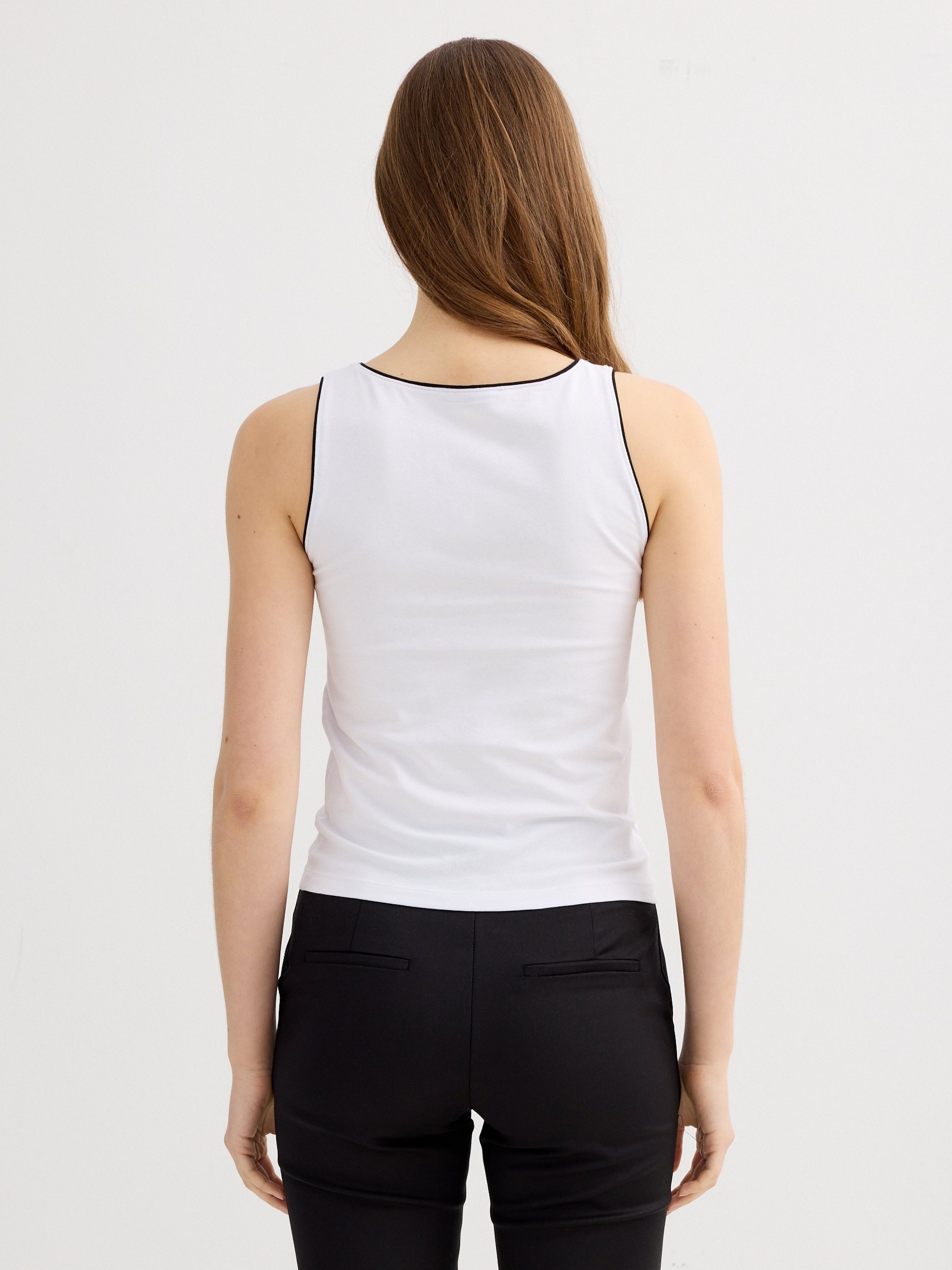  Top halter algodón contraste blanco vista frontal