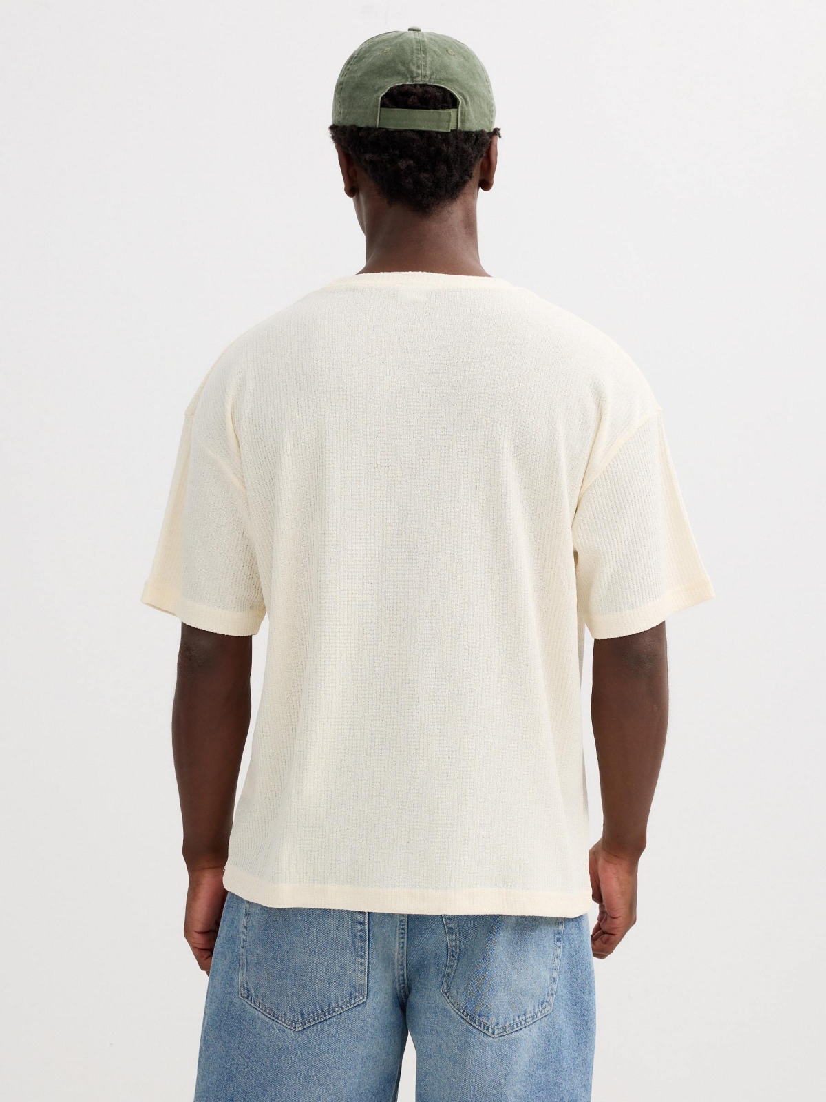 Oversized basic ribbed T-shirt raw middle back view
