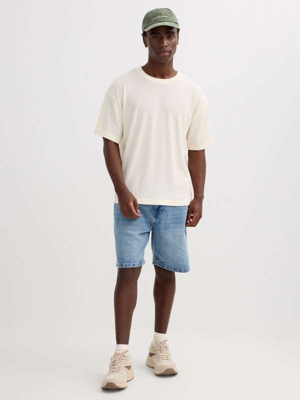 Oversized basic ribbed T-shirt raw front view