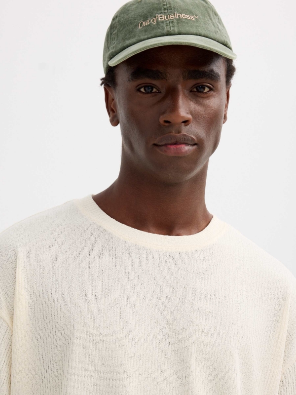 Oversized basic ribbed T-shirt raw detail view