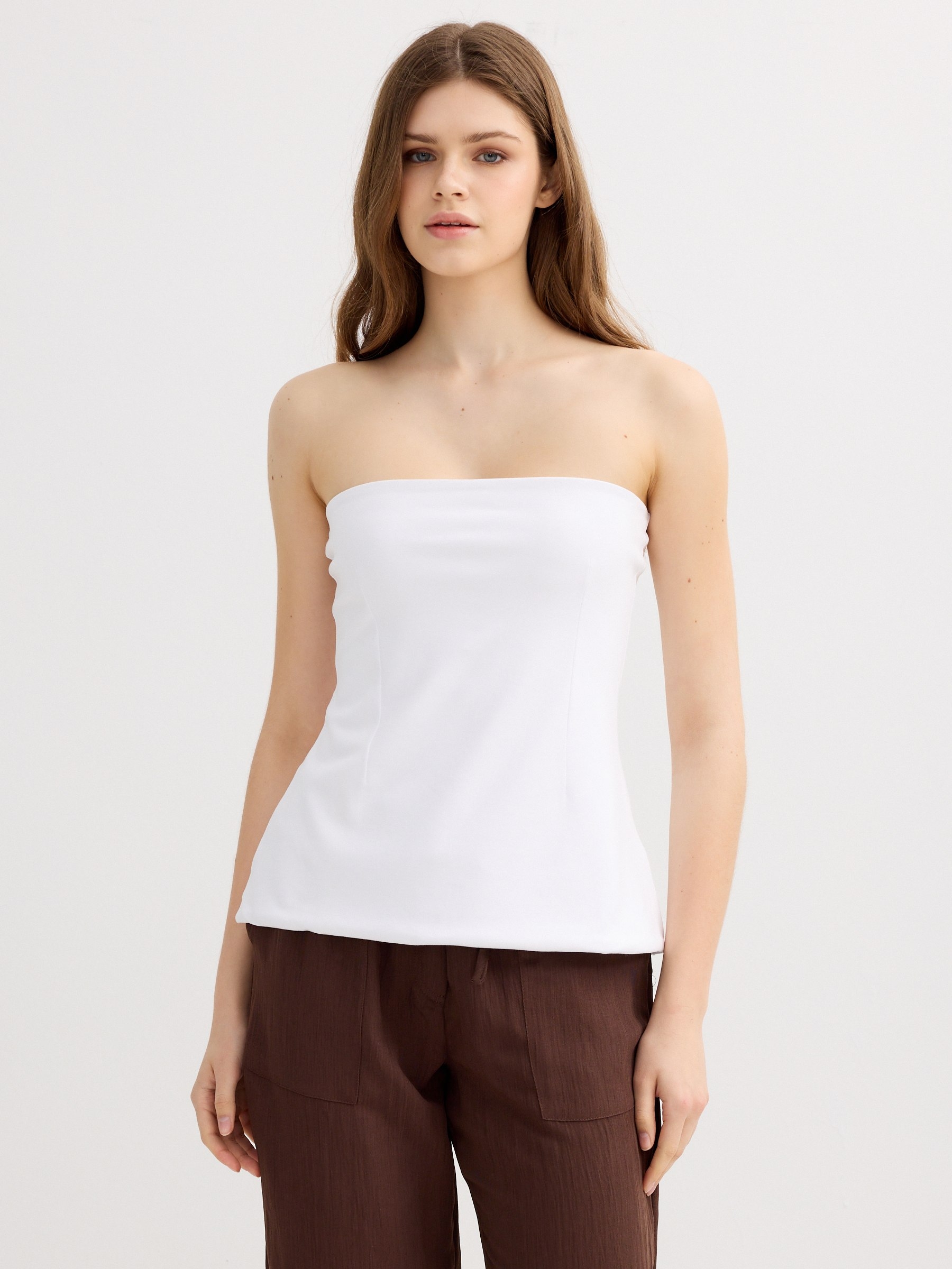 Top bandeau peplum white middle front view