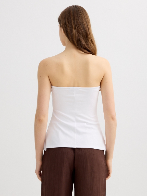 Top bandeau peplum white middle back view