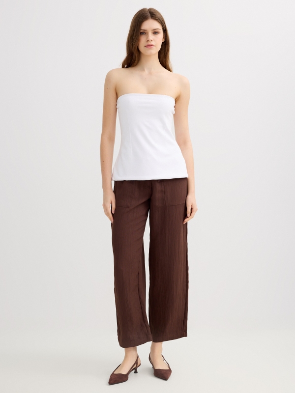 Top bandeau peplum white front view