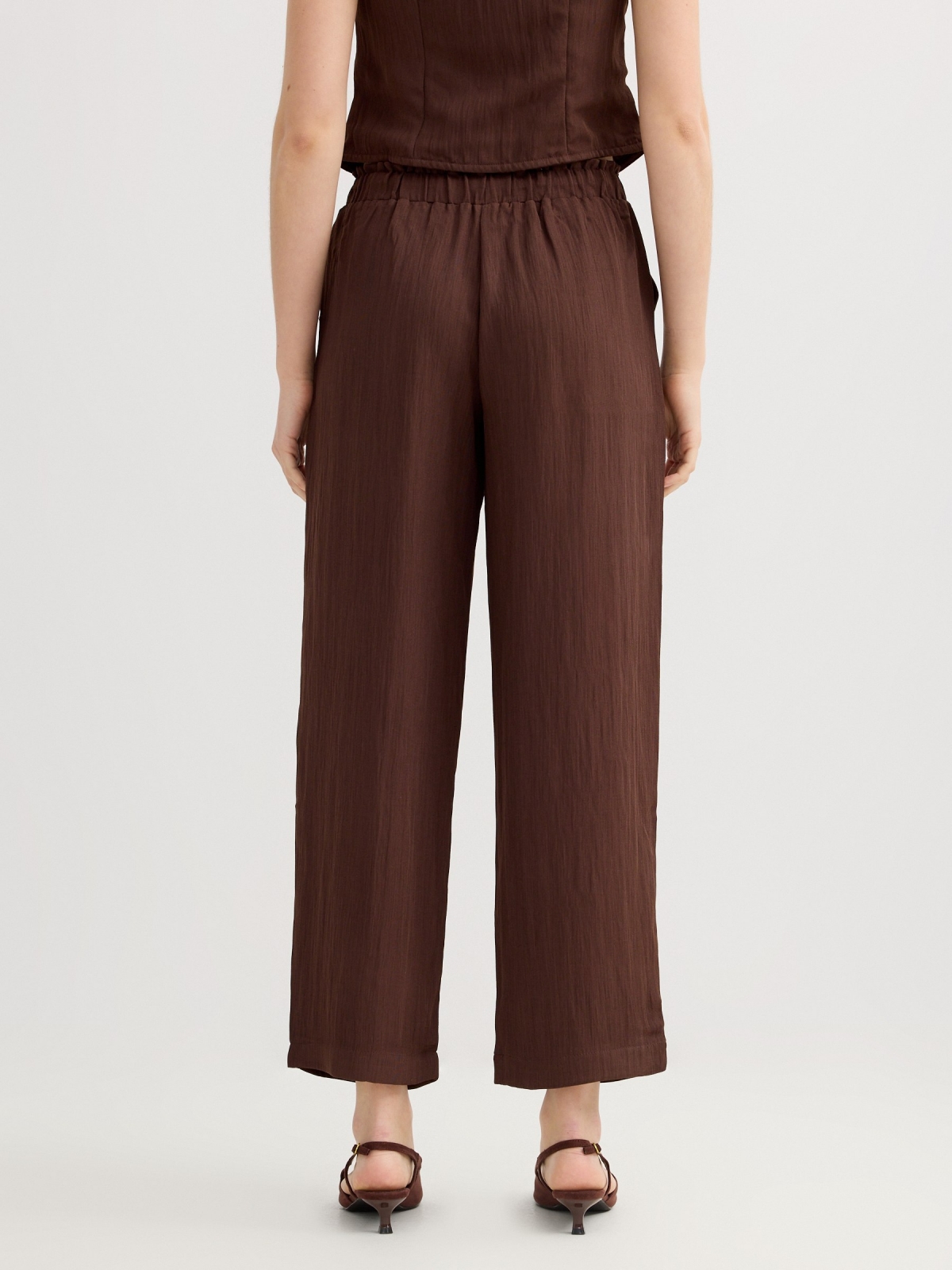 jogger pants with ties chocolate middle back view