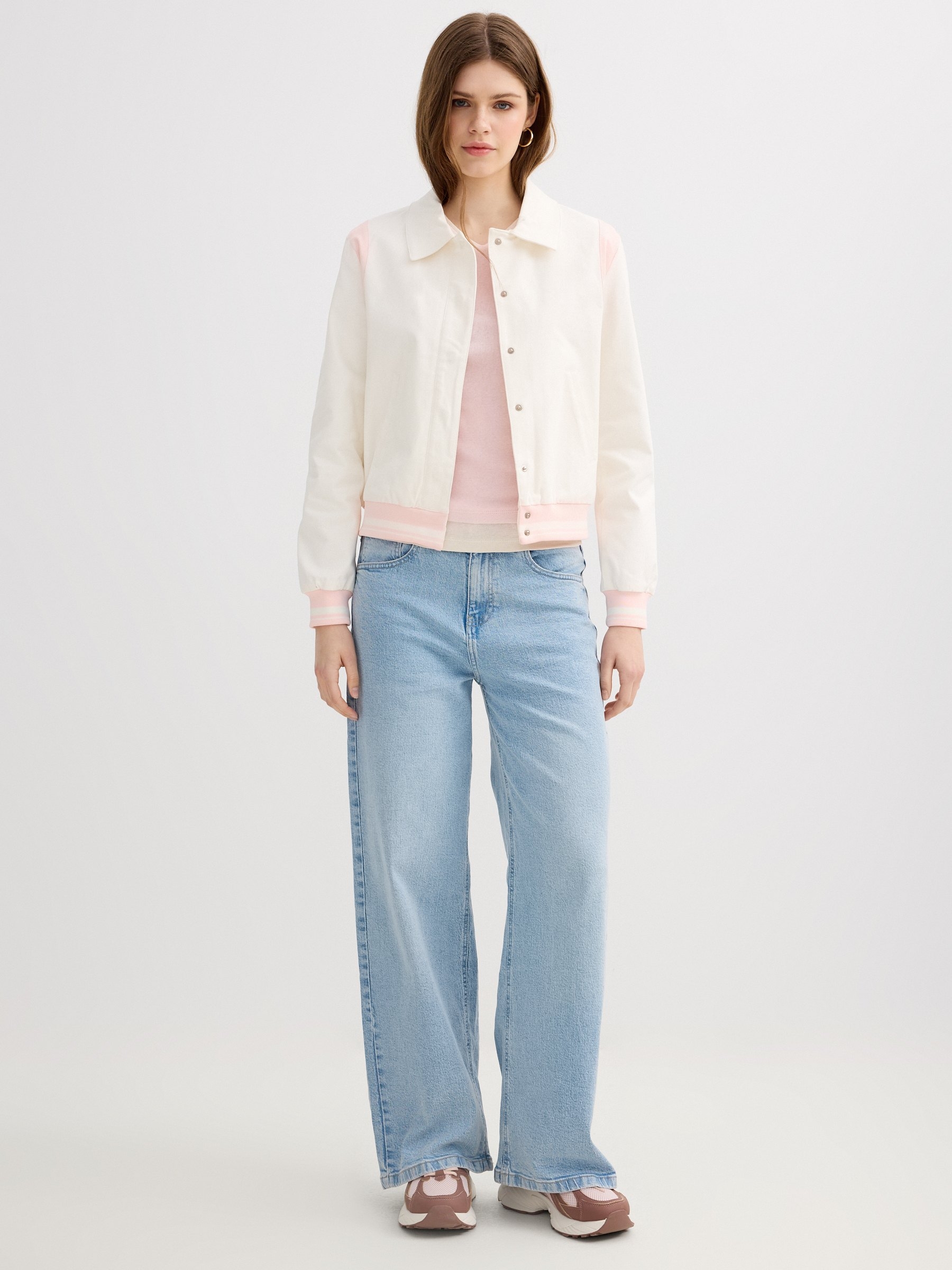 Jaqueta rib contrastante off white vista meia frontal