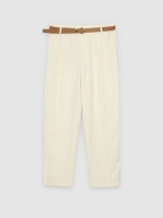 %Pto% Striped capri pants with a belt raw front view