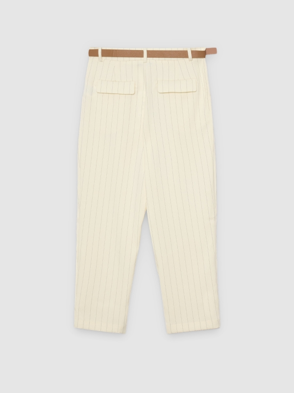 Pantalón capri de rayas con cinturón crudo vista trasera