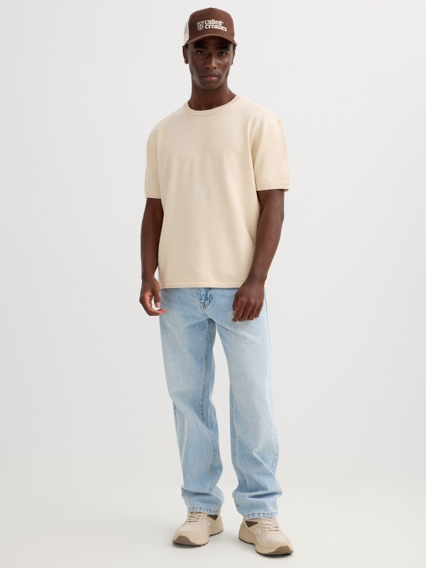 Camiseta de malha lisa crua vista geral frontal