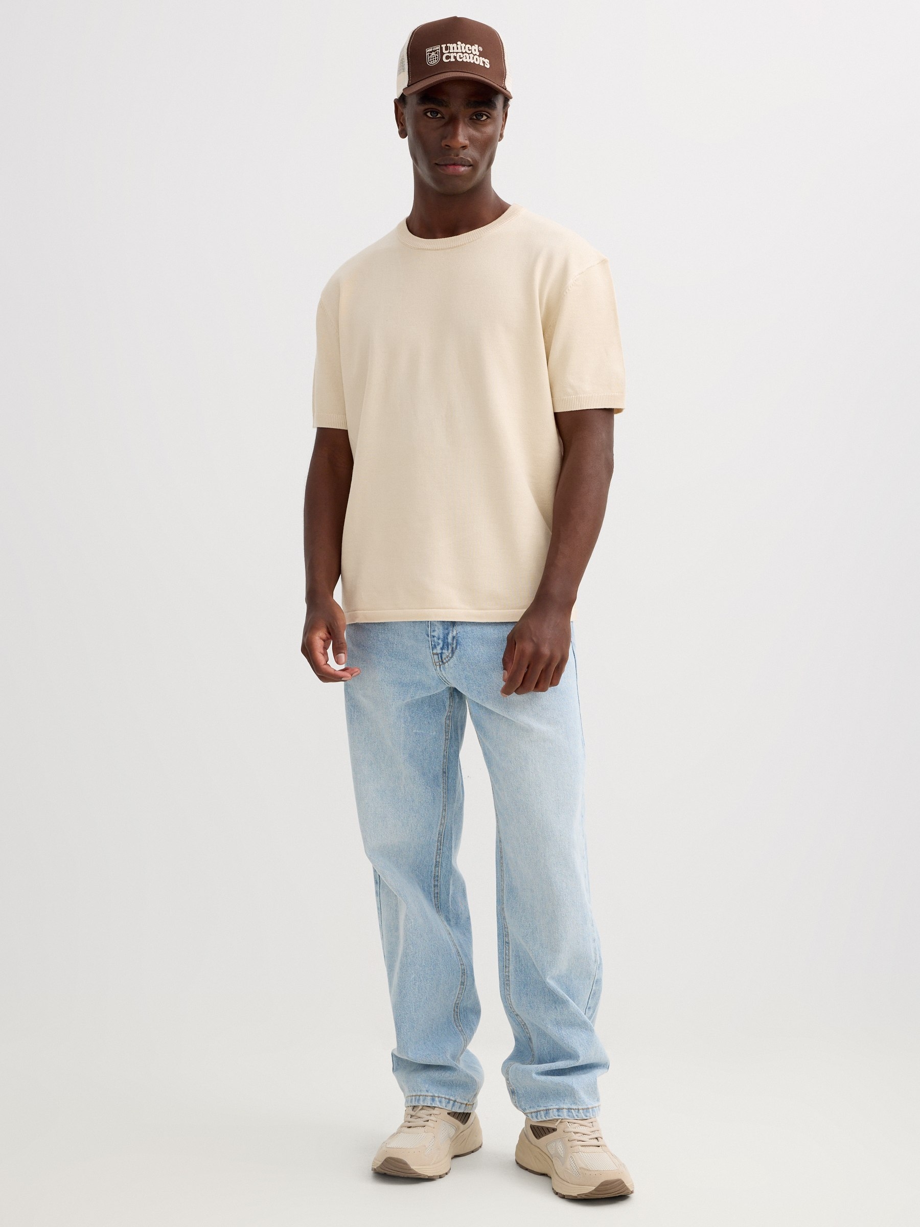 Camiseta punto lisa crudo vista media frontal