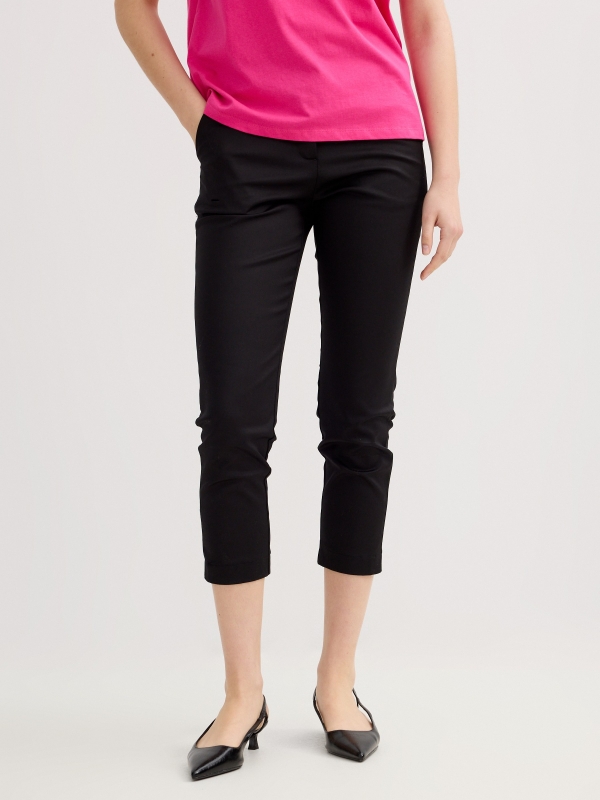 slim-fit pants with pleats black middle front view