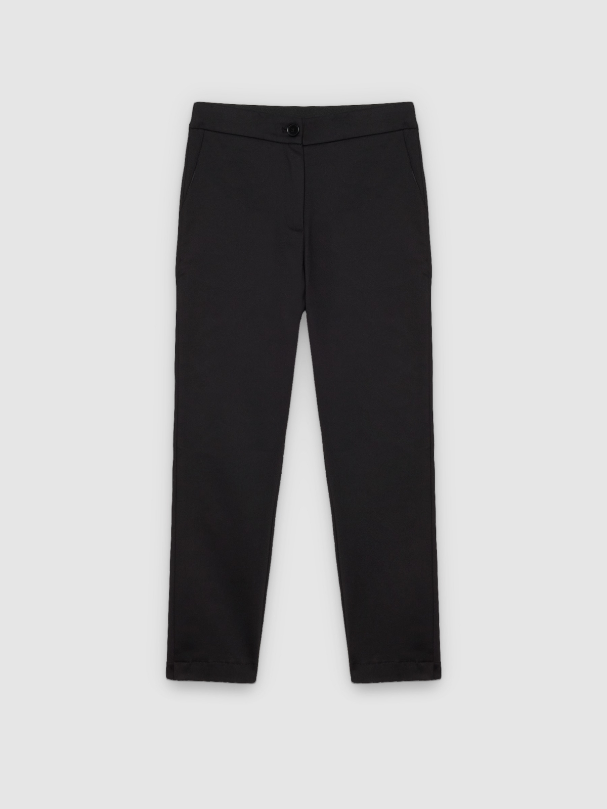 %Pto% Calça slim com pregas preto vista frontal