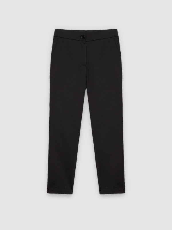  Calça slim com pregas preto vista frontal