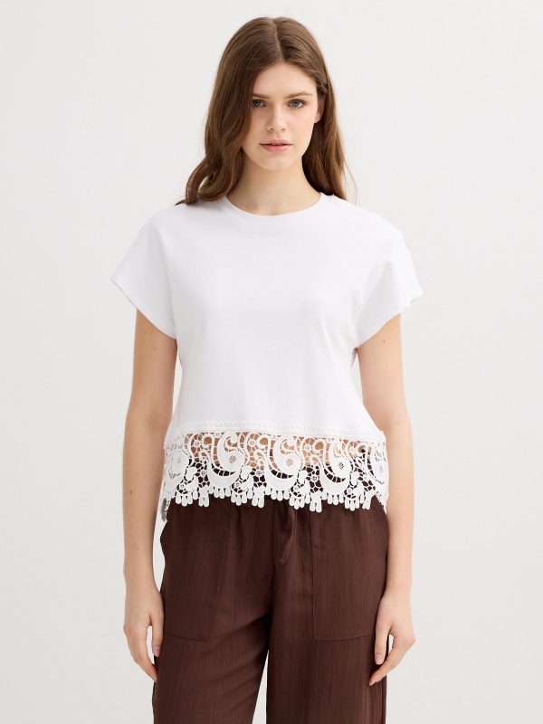 Camiseta combinada sin mangas blanco vista media frontal