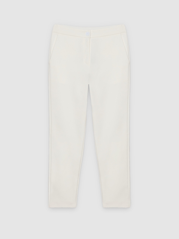  Pantalón slim con pinzas blanco roto vista frontal