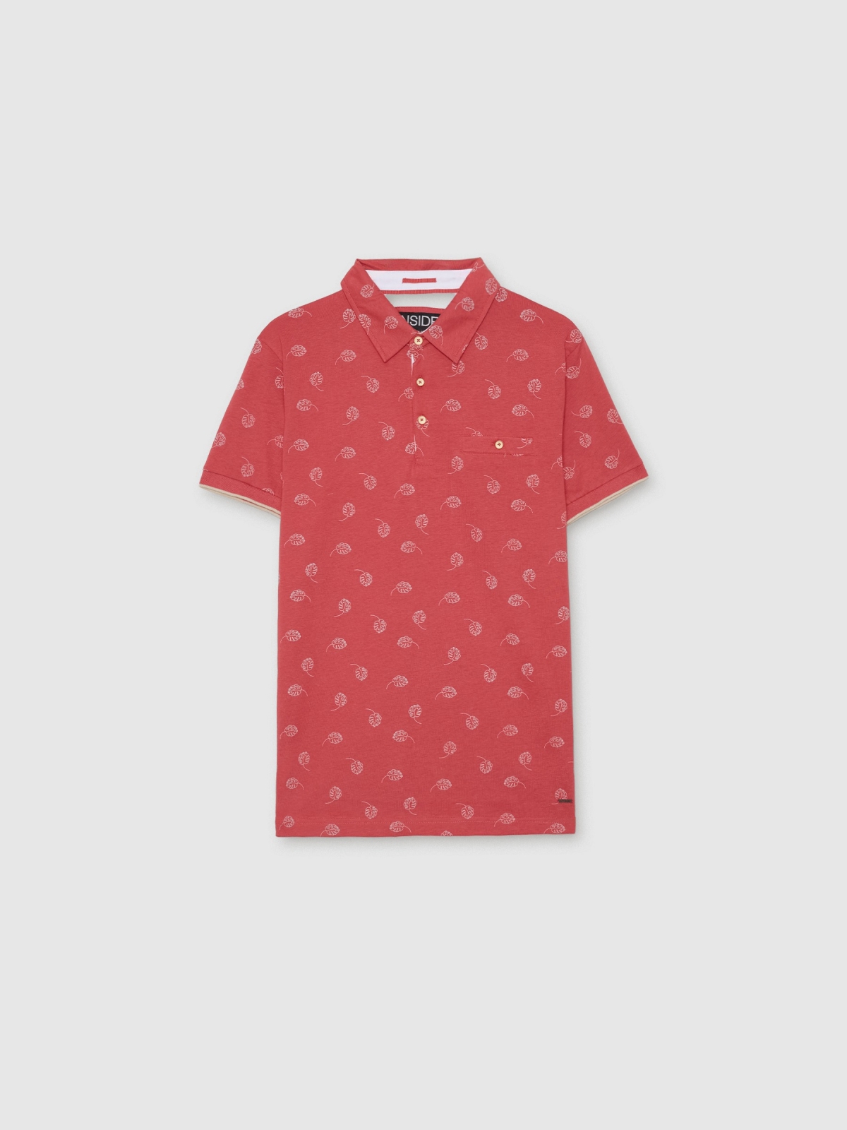 %Pto% Tropical print polo red front view