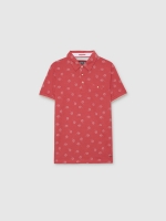 %Pto% Tropical print polo red front view