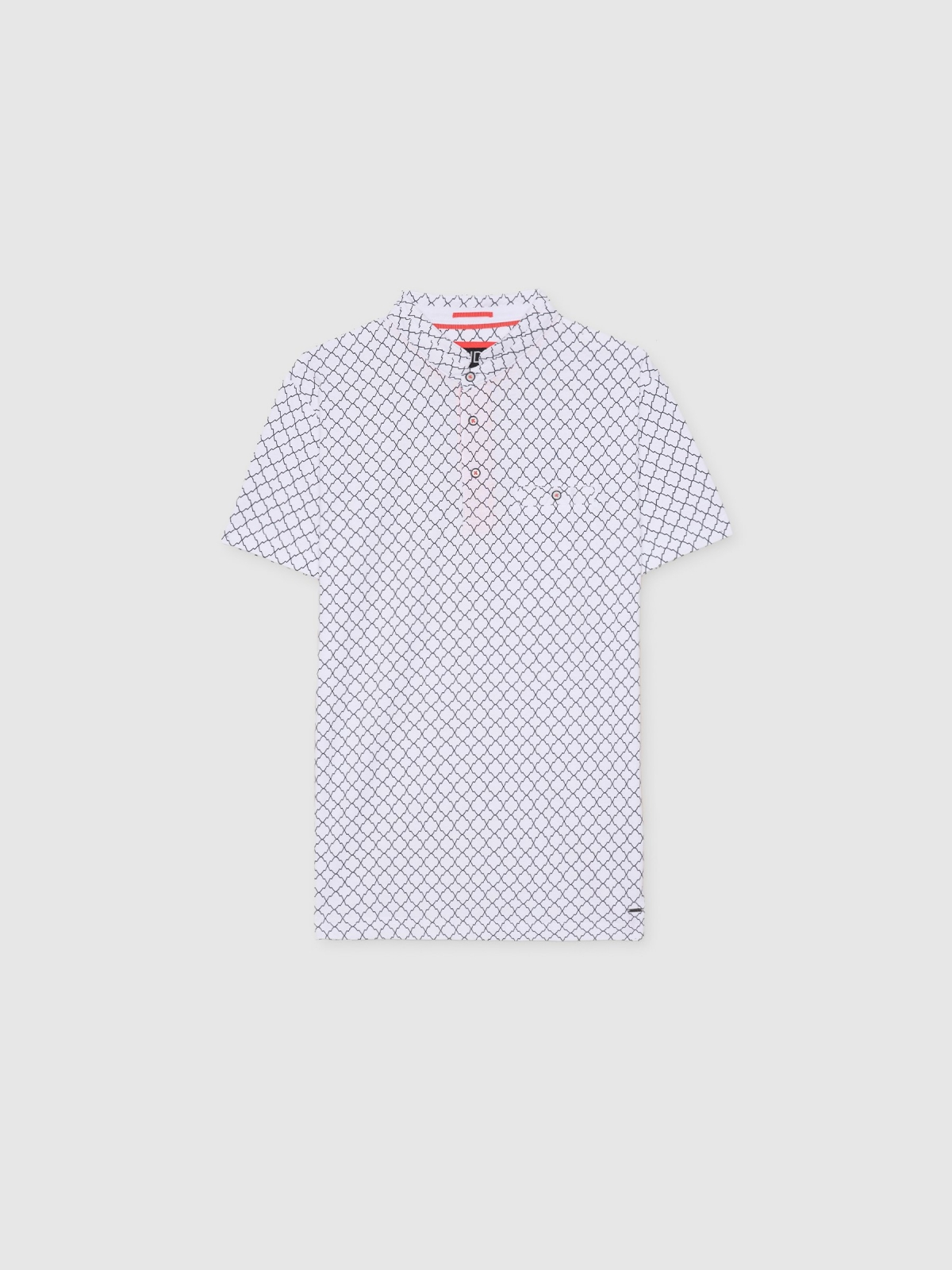 %Pto% Polo mão estampado geométrico branco vista frontal