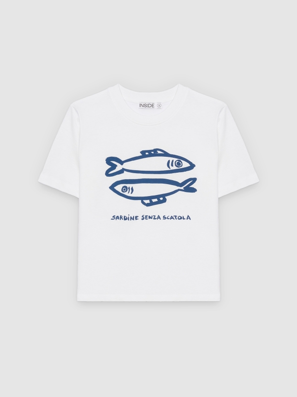  Sardine print T-shirt white front view