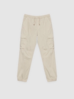 %Pto% Mult-pocket jogger beige front view