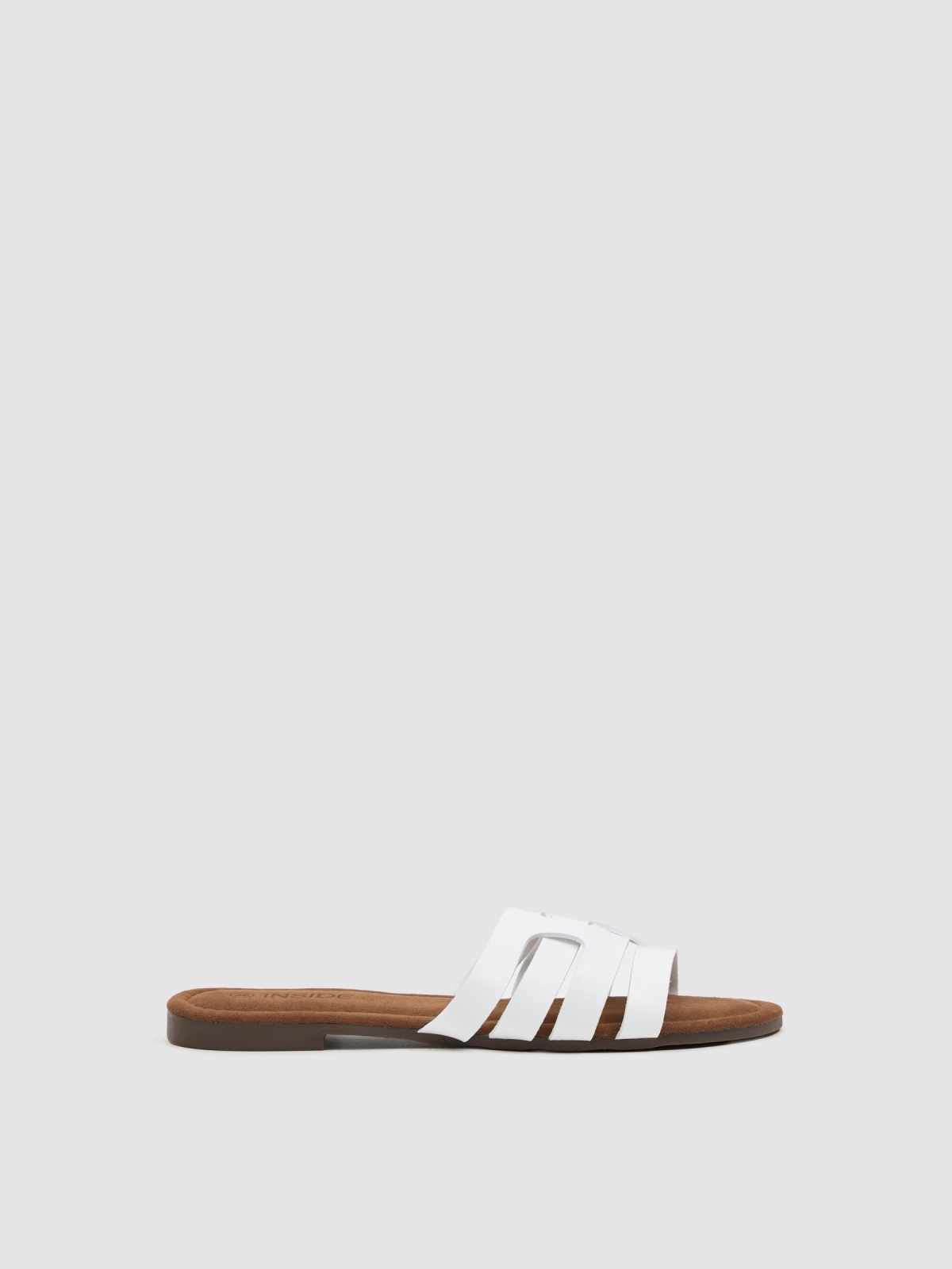 White interwoven slide sandal white