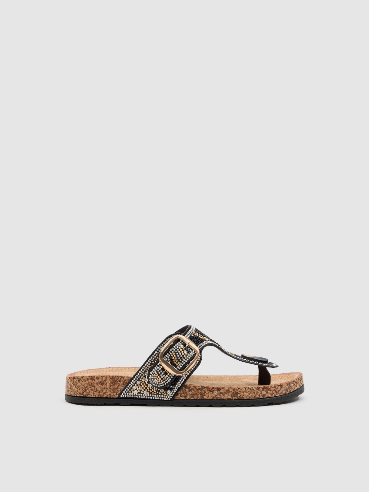 Shiny bio wedge sandal black