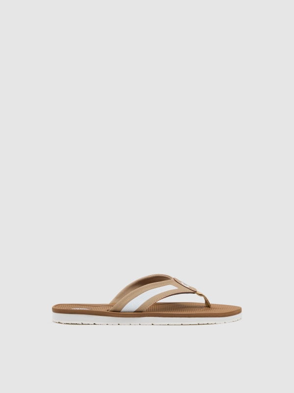 chinelo de dedo pala bege vista superior