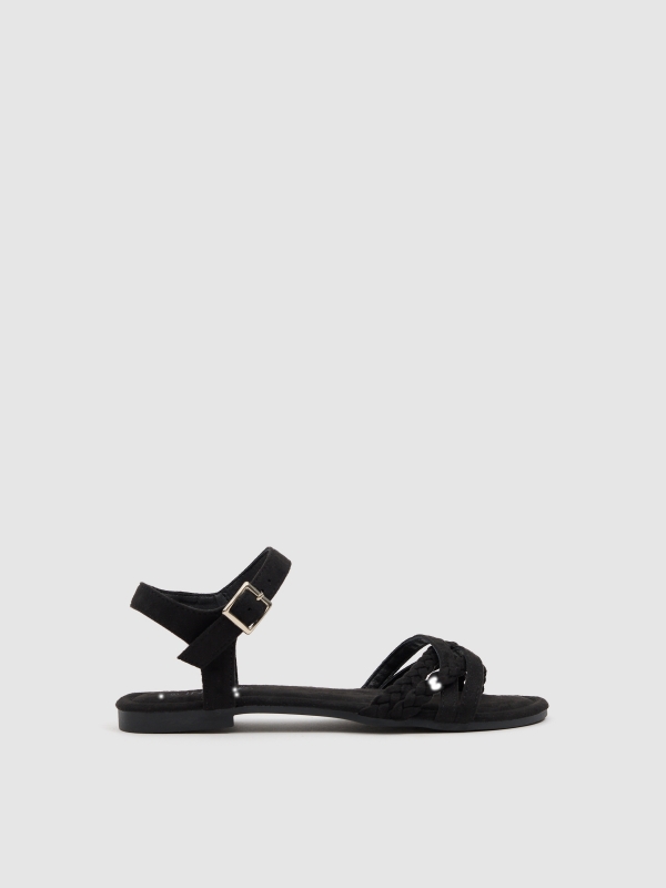 Black braided strap sandal black