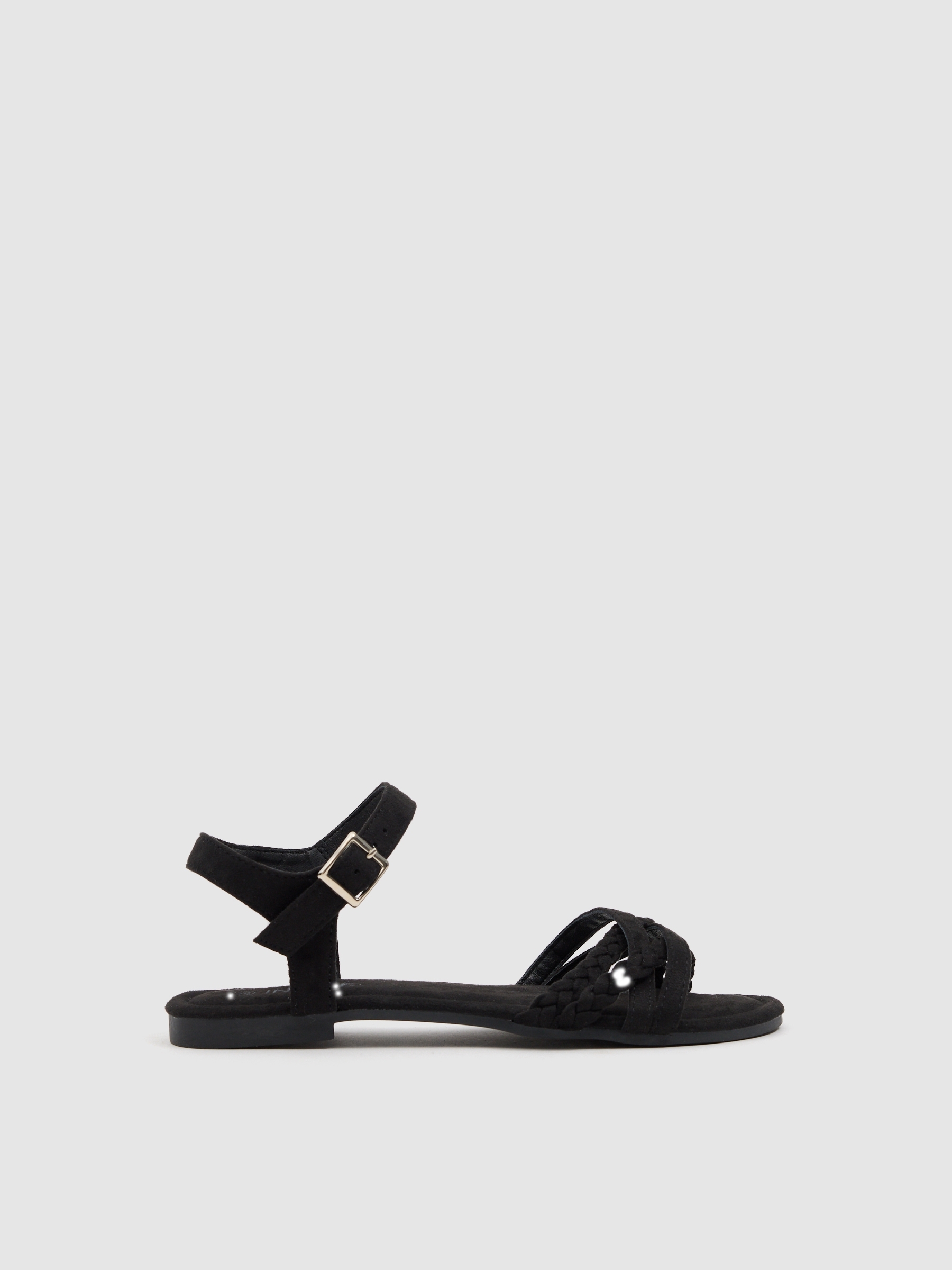 Black braided strap sandal black