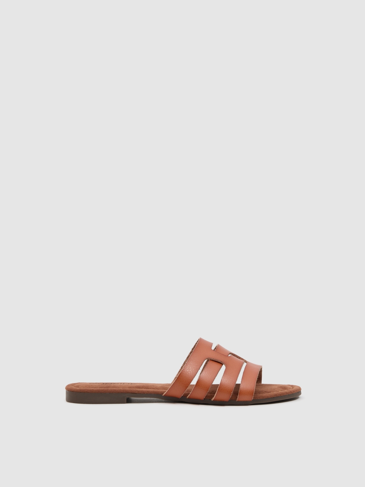 Brown interwoven slide sandal light brown