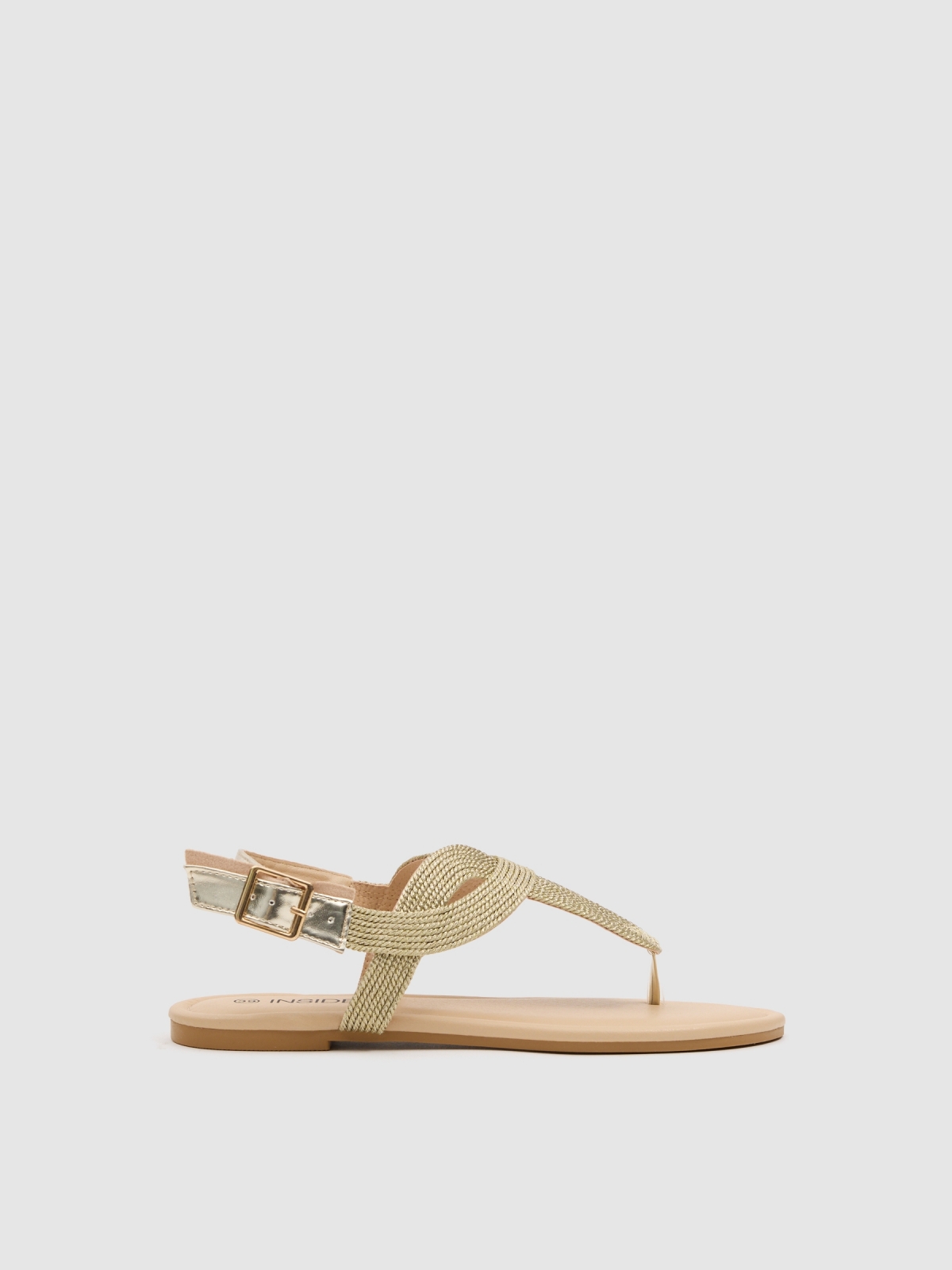 flat braided thong sandal beige