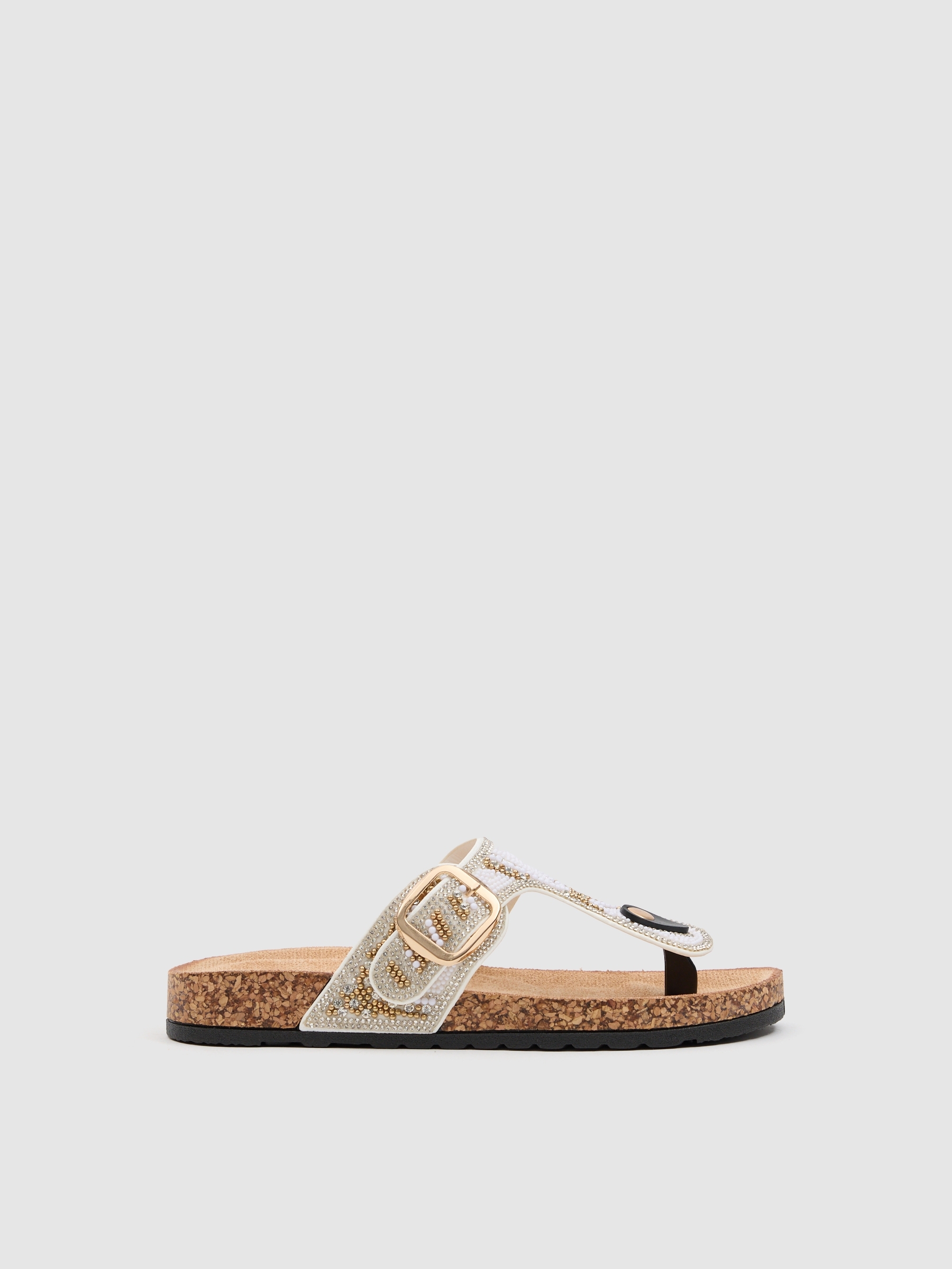 bio wedge sandal with glitter white