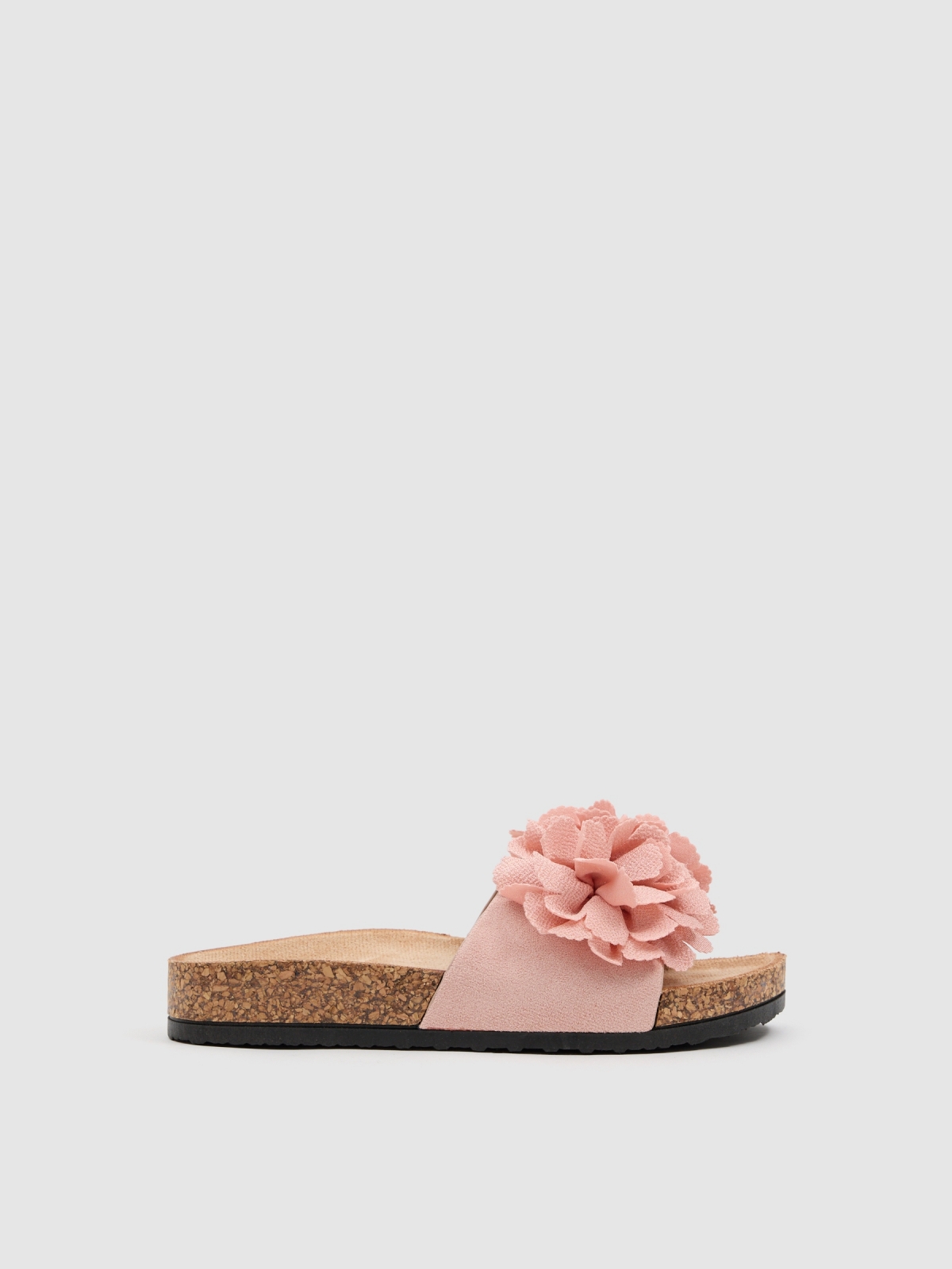 Pom-pom sandals with leather effect pink