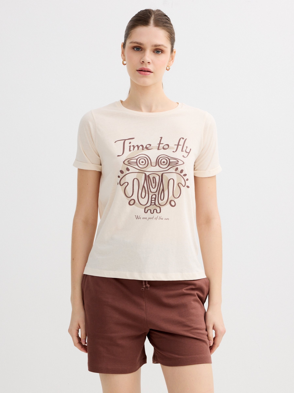 T-shirt print Time to fly off white middle front view