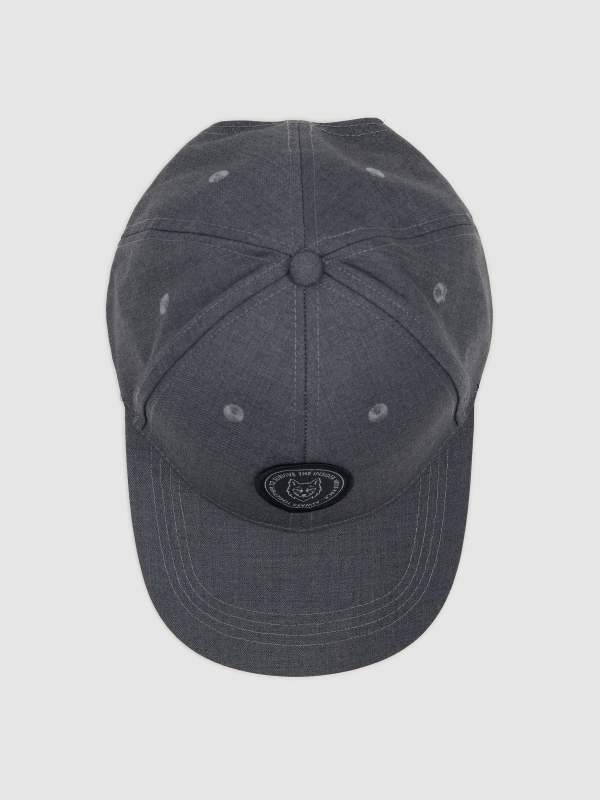 Gorra baseball con logo gris vista lateral frontal 45º