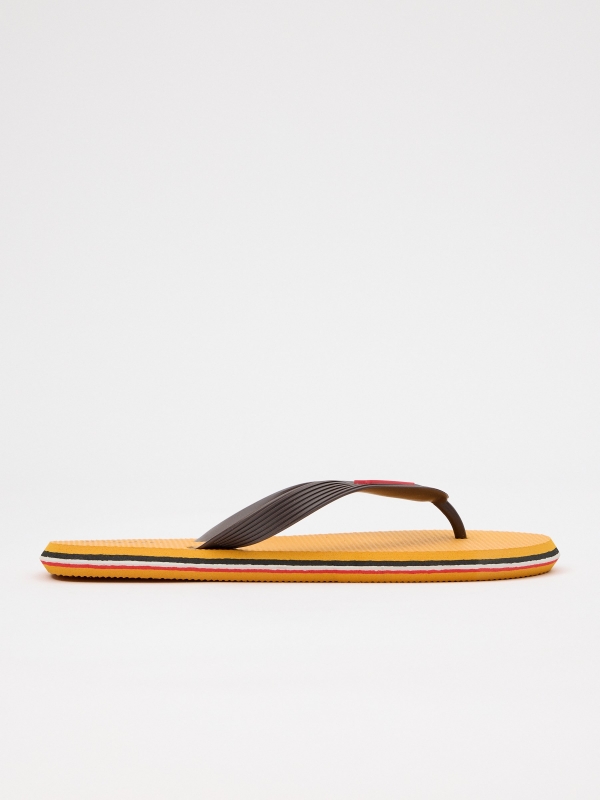 Yellow toe flip-flops mustard lateral view