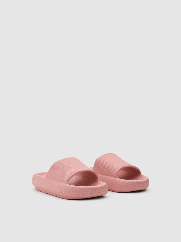 Platform flip flops pink lateral view