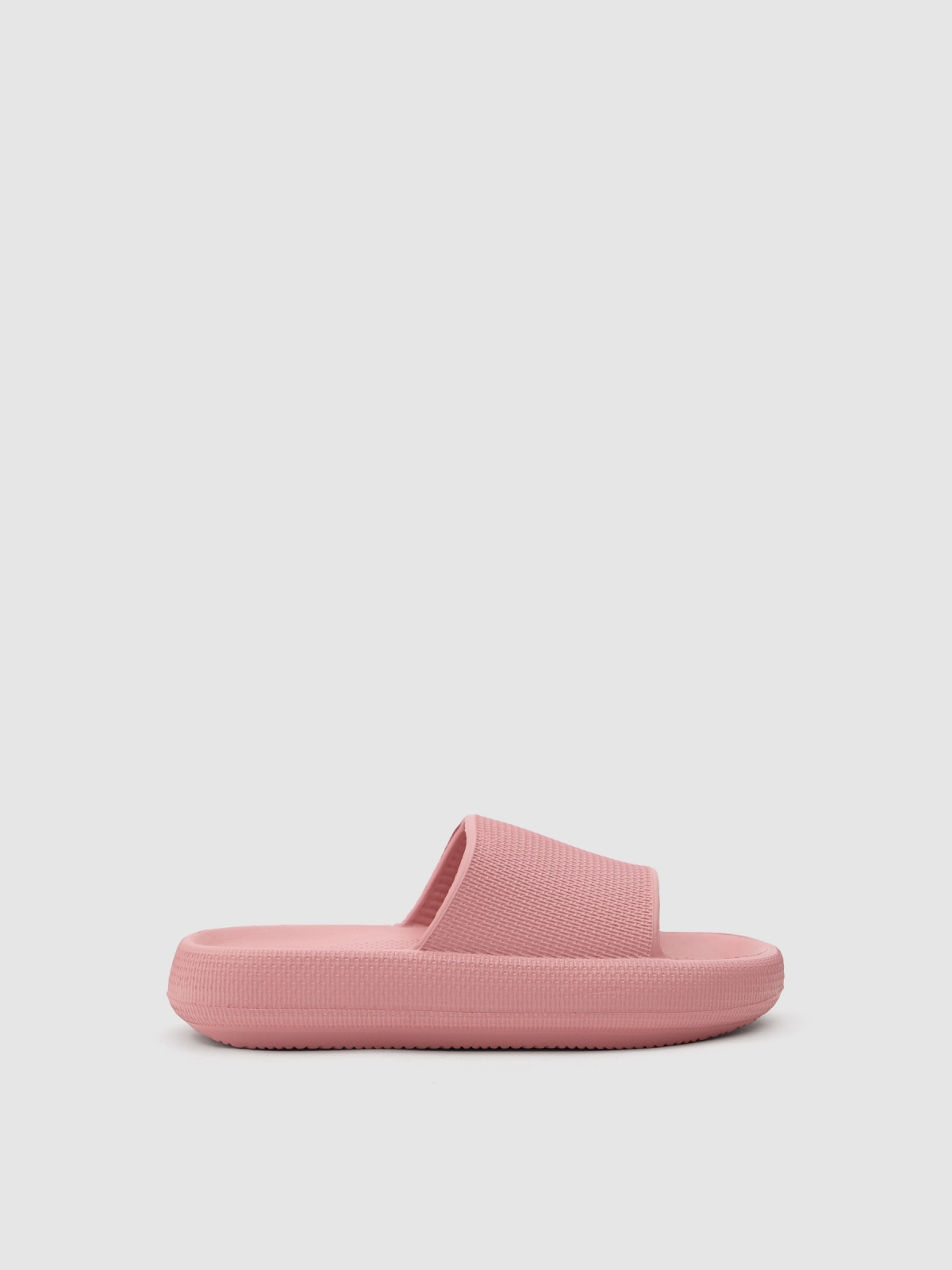 Platform flip flops pink 45º back view