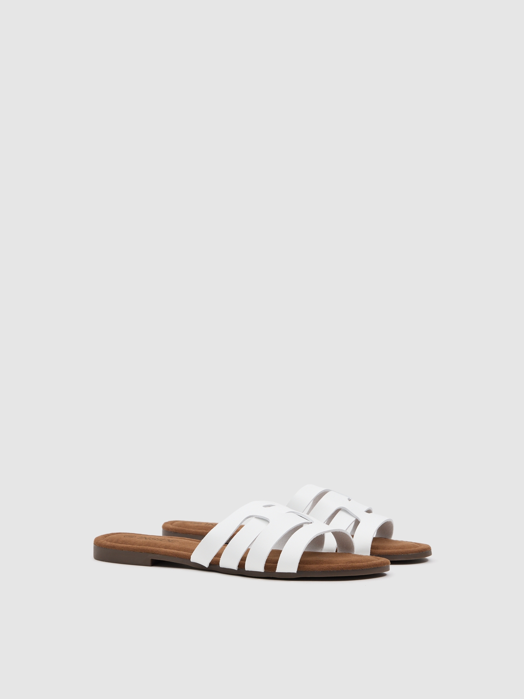 White interwoven slide sandal white