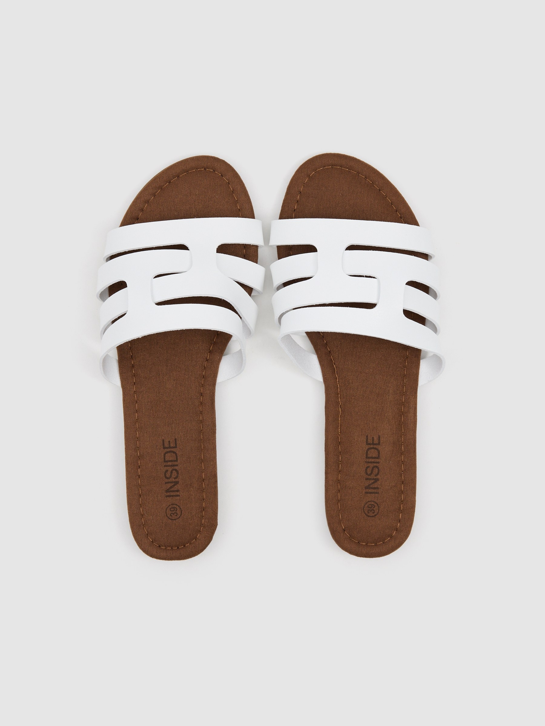 White interwoven slide sandal white