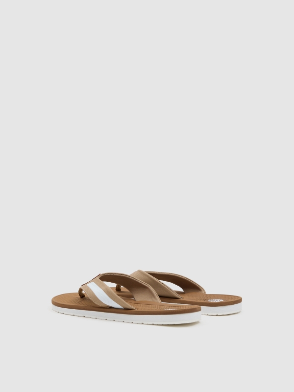 chinelo de dedo pala bege vista traseira 45º