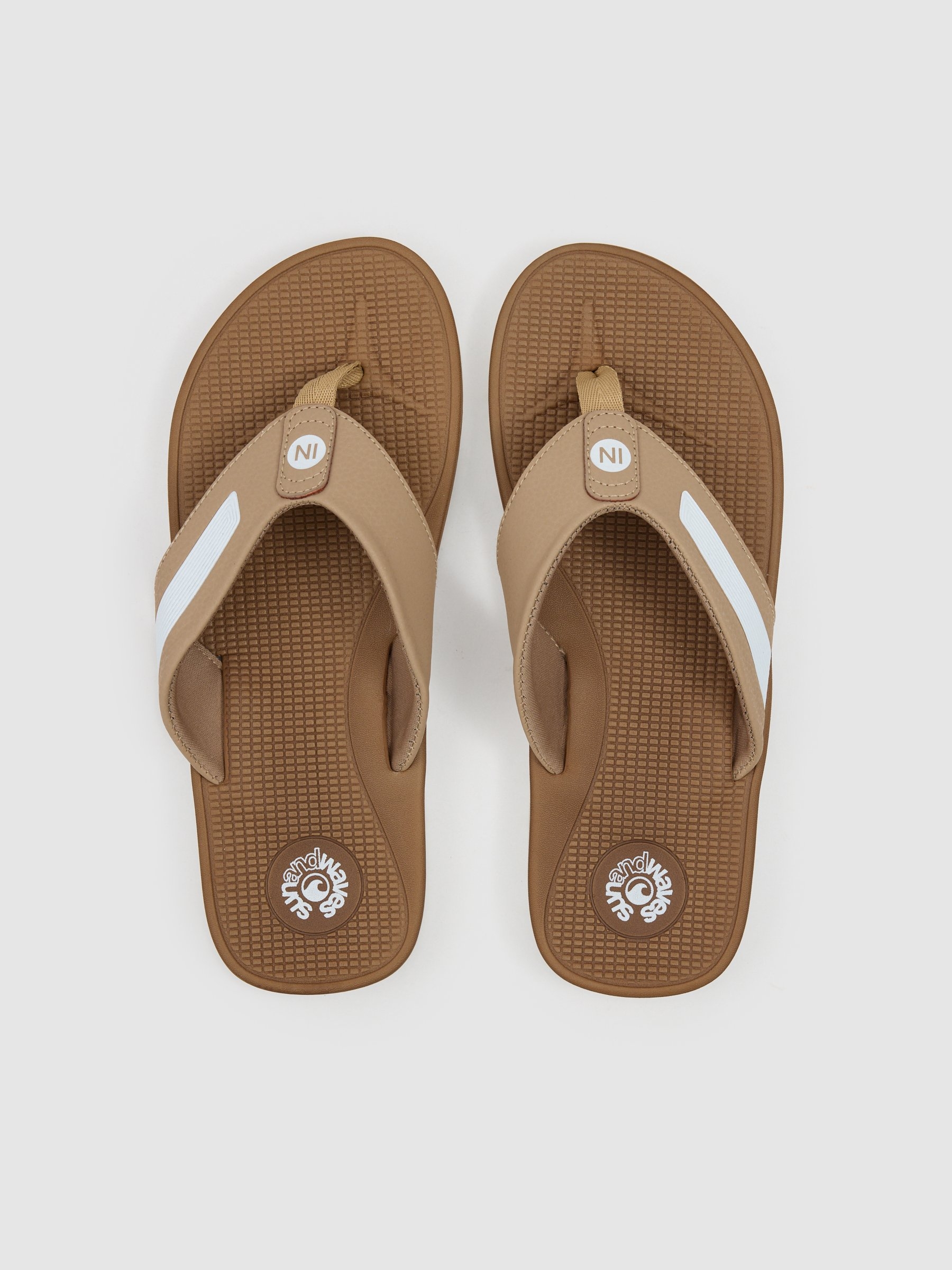 chinelo de dedo pala bege vista superior