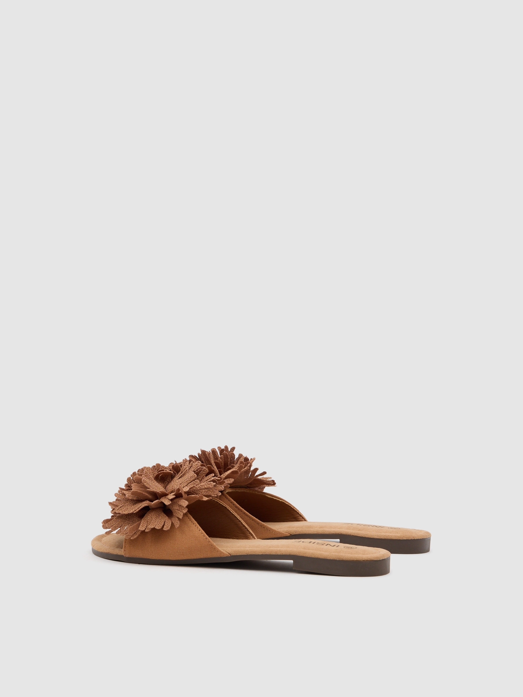 Pom-pom slide sandal light brown